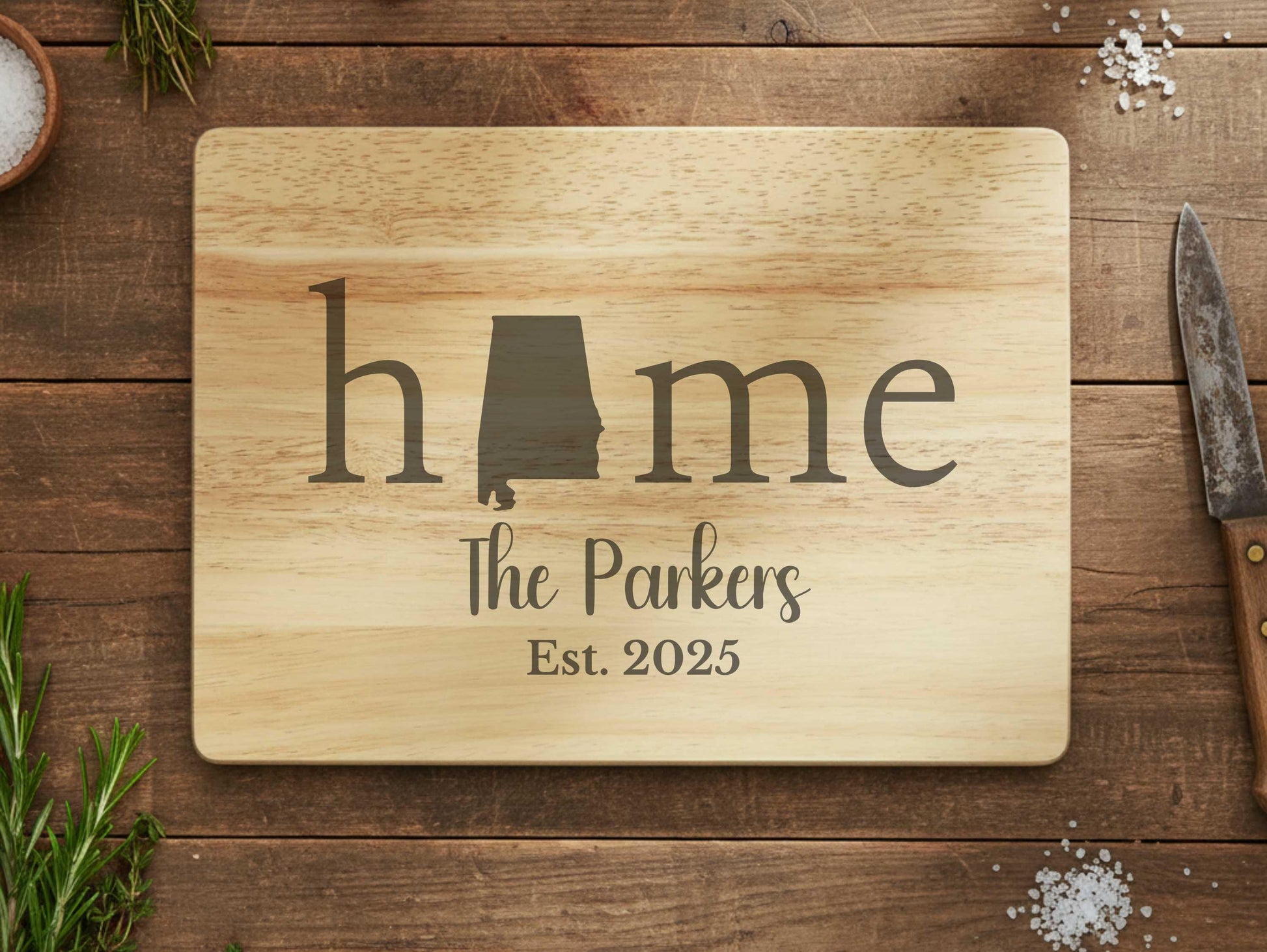 Engraved Alabama Home Cutting Board