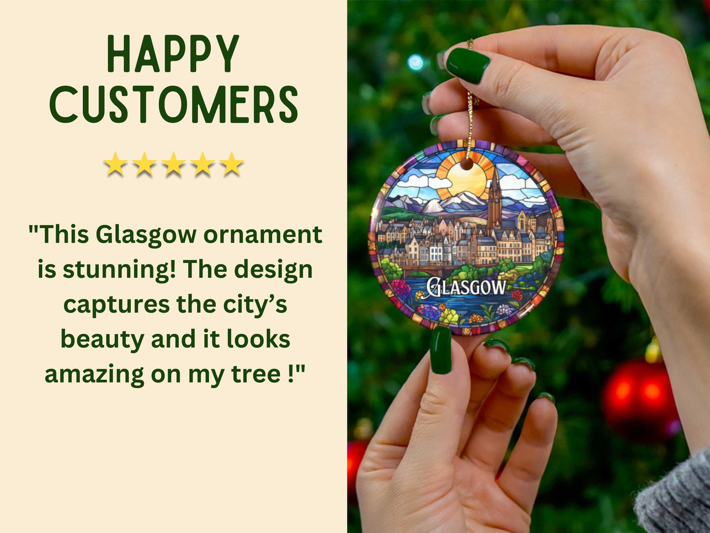 Glasgow Scotland Stained Glass Style Ornament