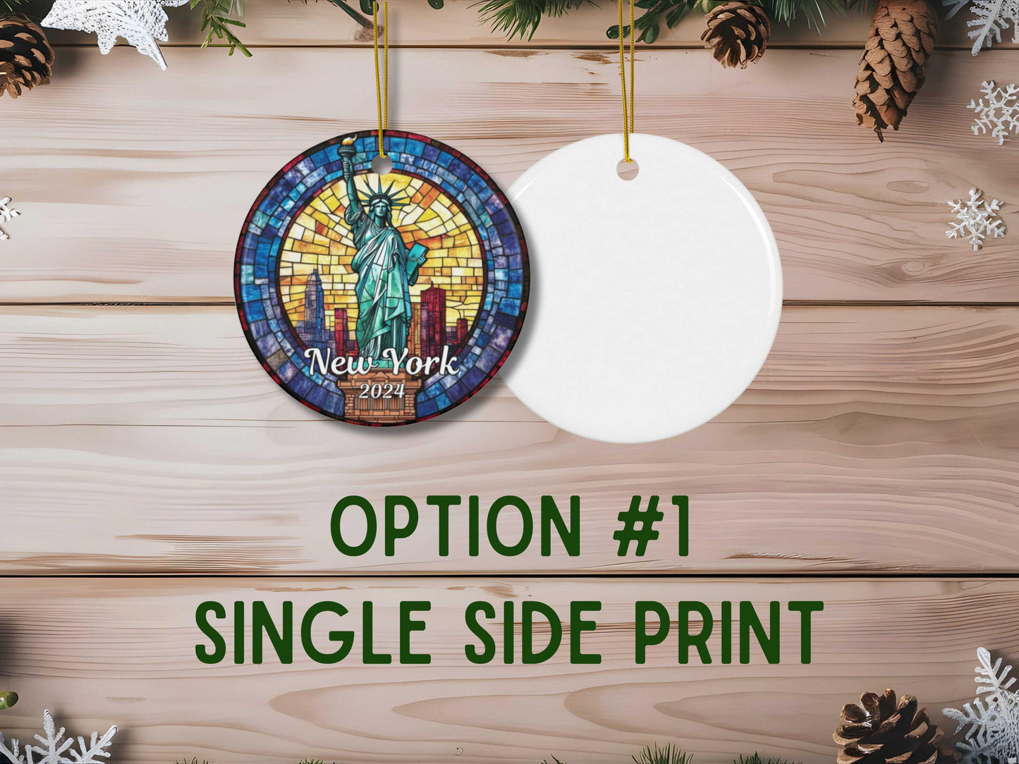 New York Statue of Liberty Stained Glass Ornament