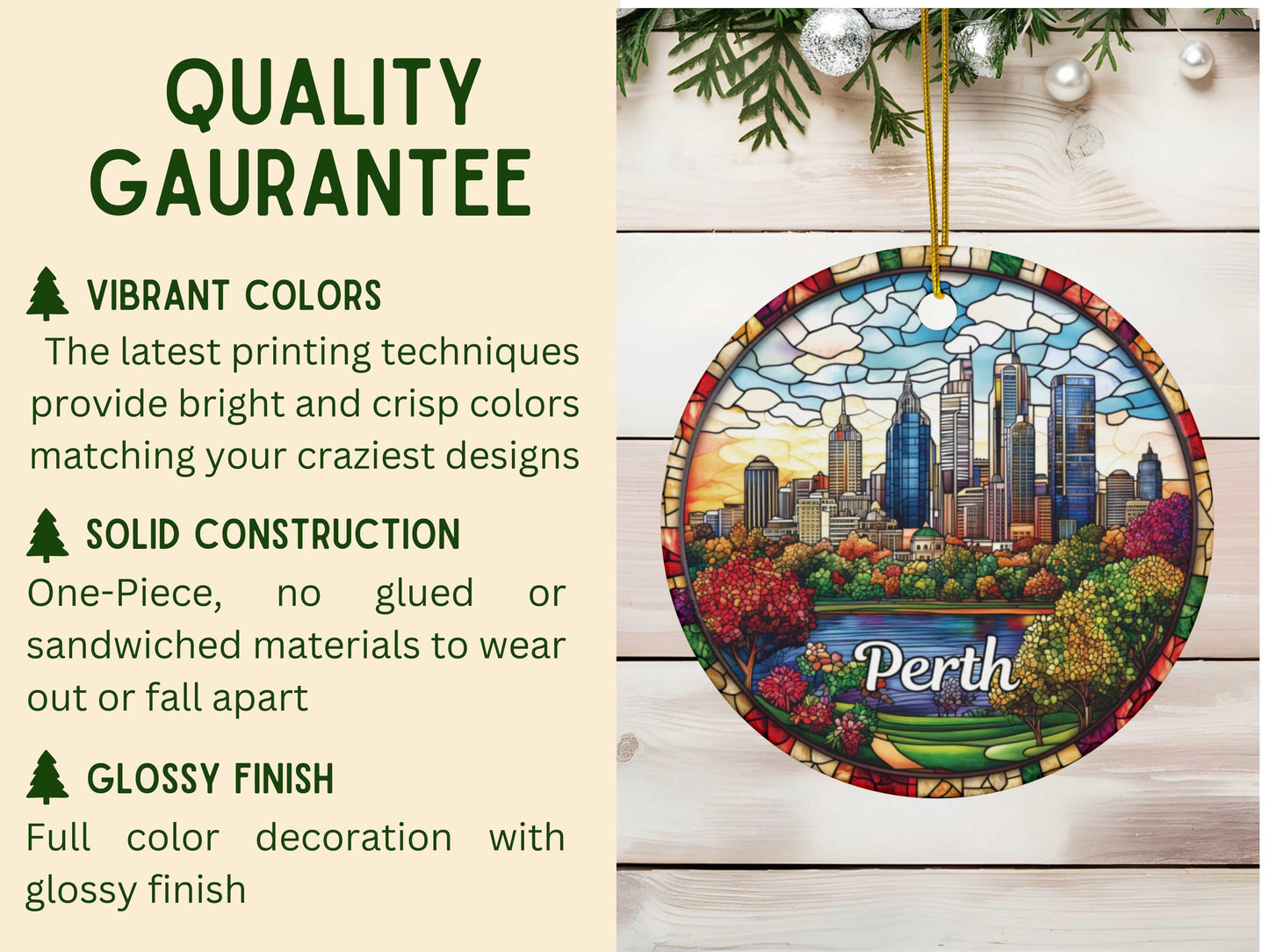 Perth Australia Stained Glass Style Ornament