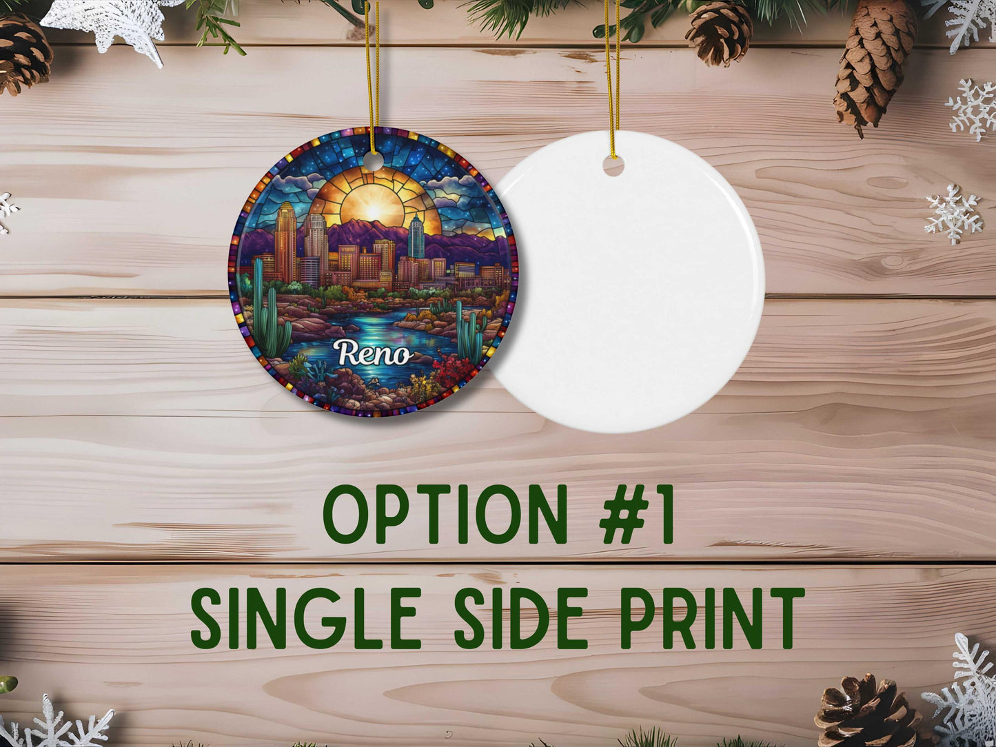 Reno Nevada Stained Glass Style Ornament