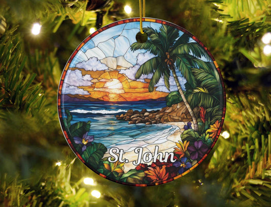 St John US Virgin Islands Faux Stained Glass Ornament