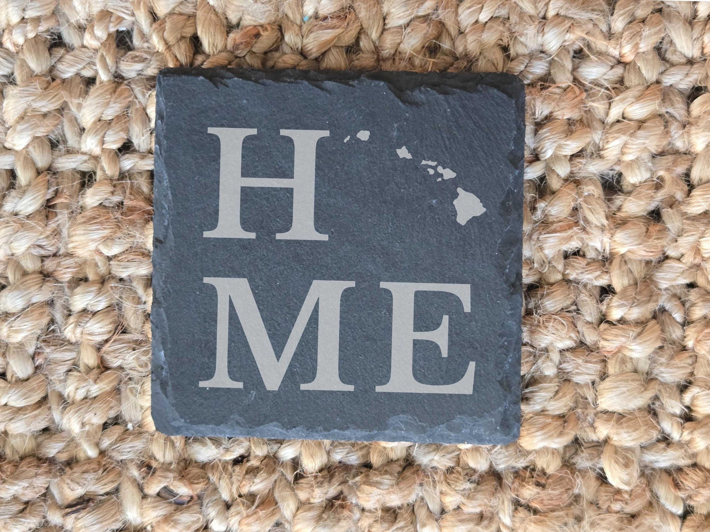 Hawaii Home State Engraved Stone Coasters, Set of 4