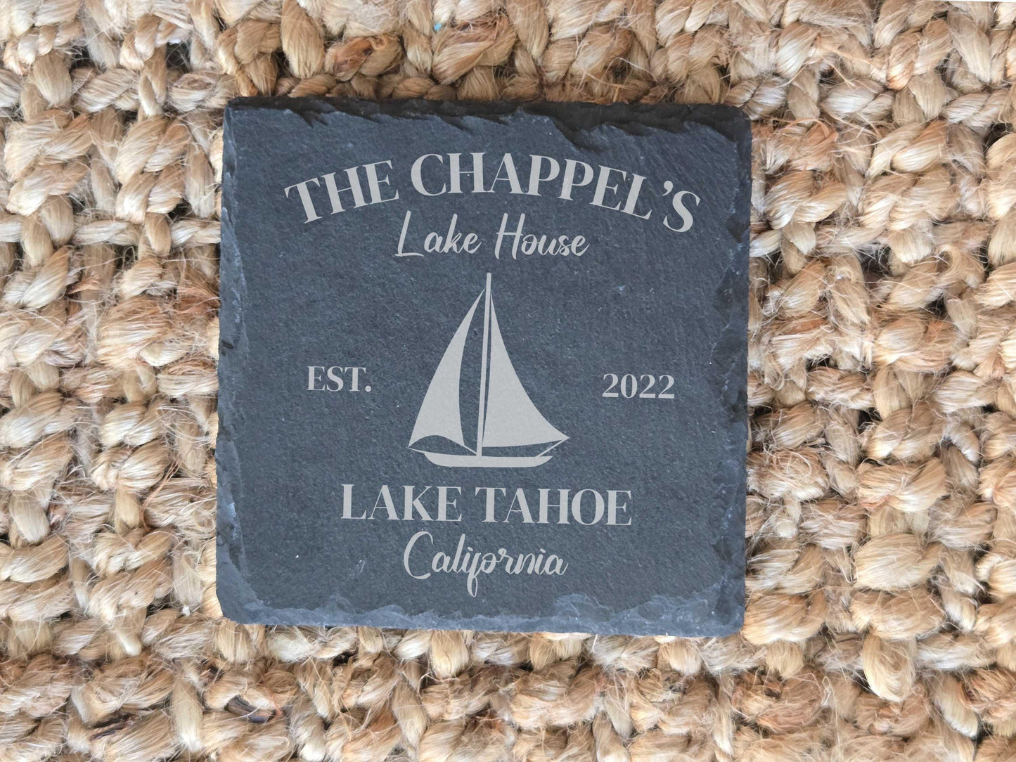Engraved Lake House Stone Coasters