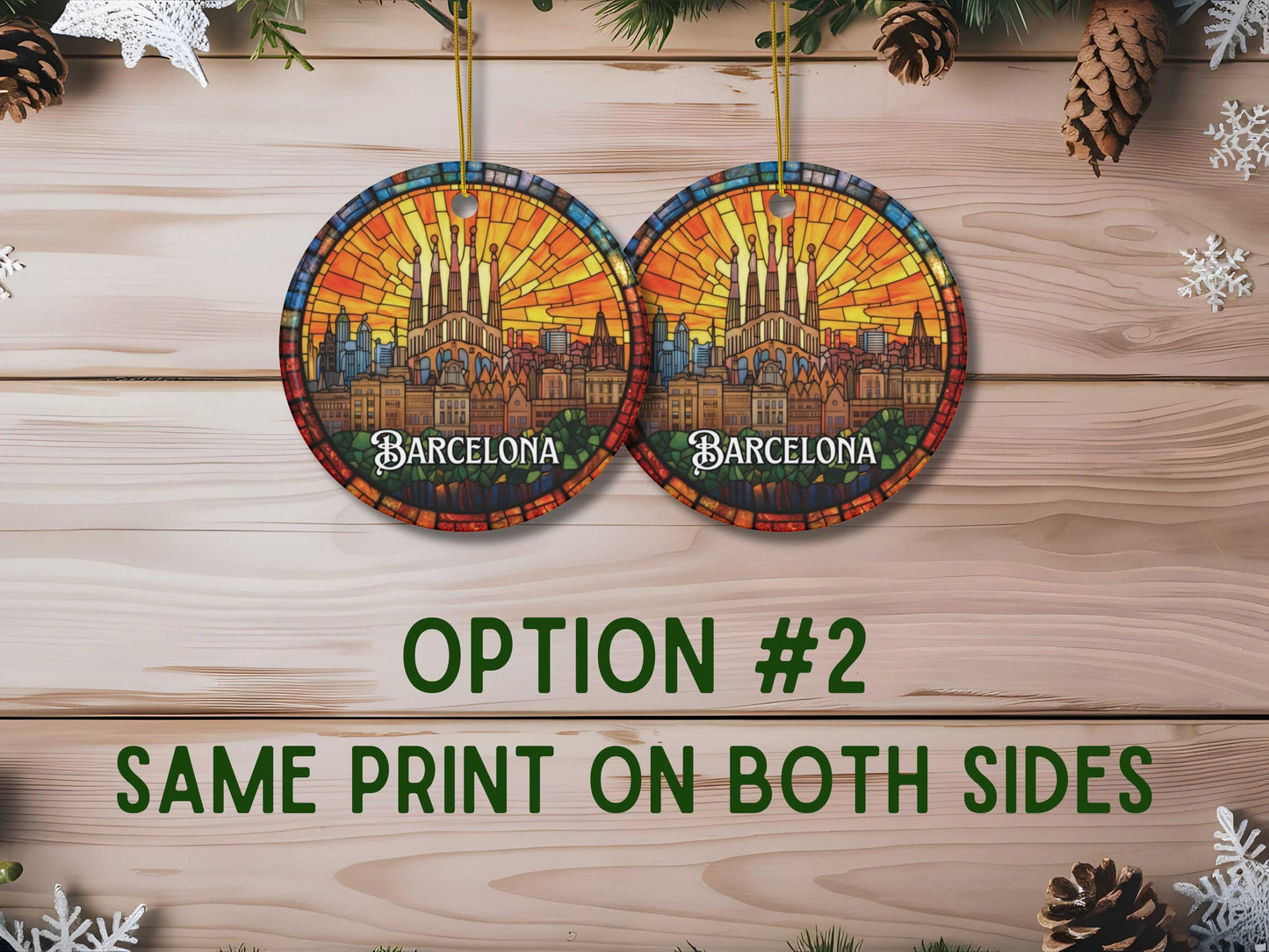 Barcelona Stained Glass Style Ornament