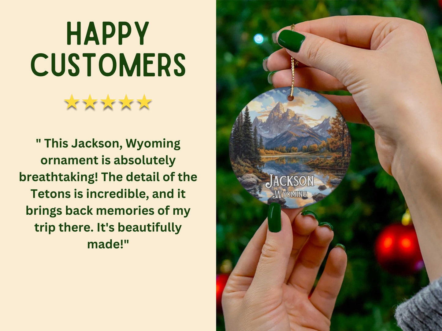 Jackson Wyoming Illustrated Christmas Ornament