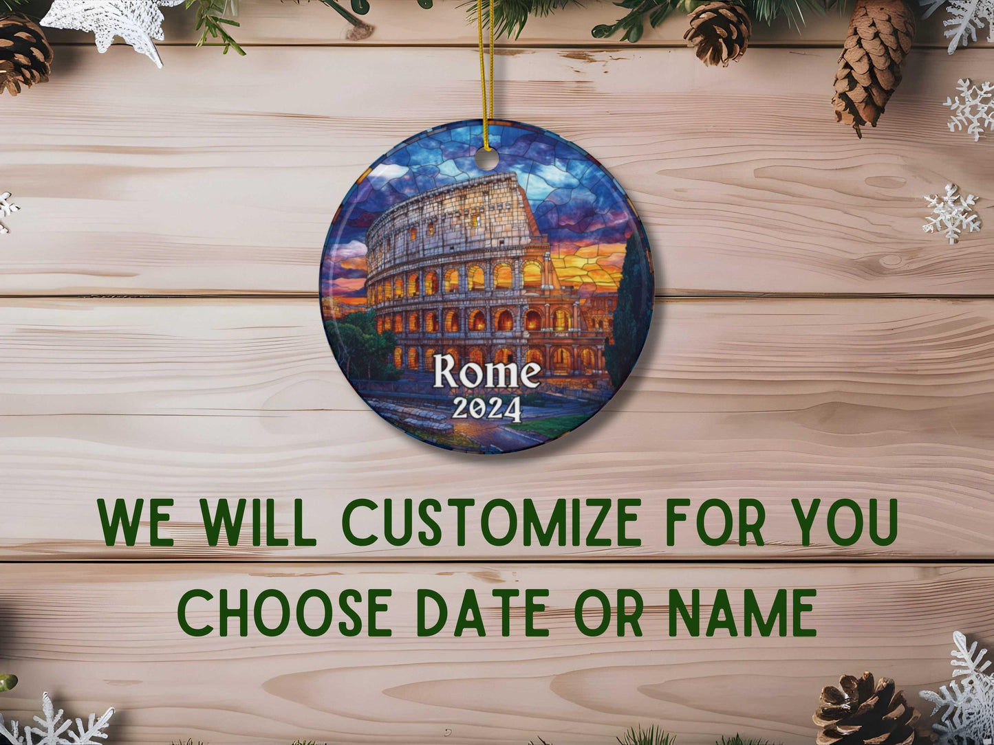 Rome Colosseum Stained Glass Style Ornament