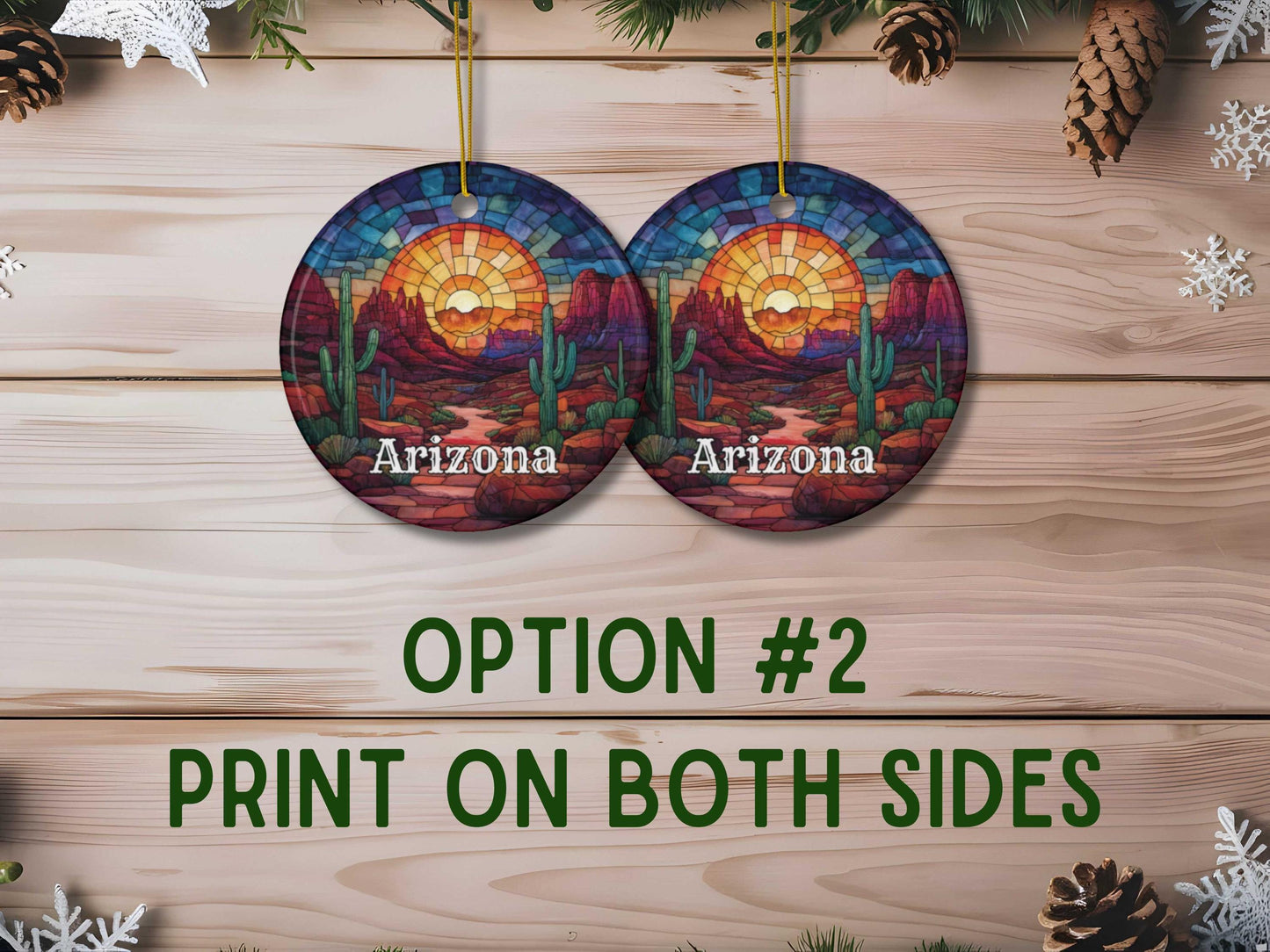 Arizona Desert Faux Stained Glass Ornament