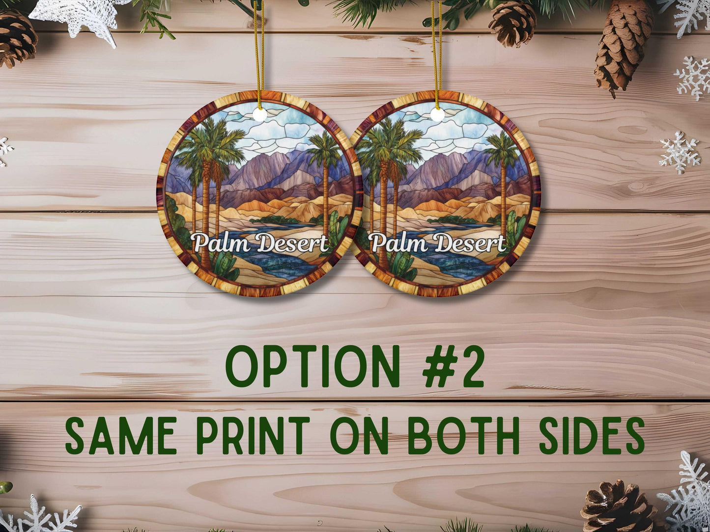 Palm Desert Stained Glass Style Ornament