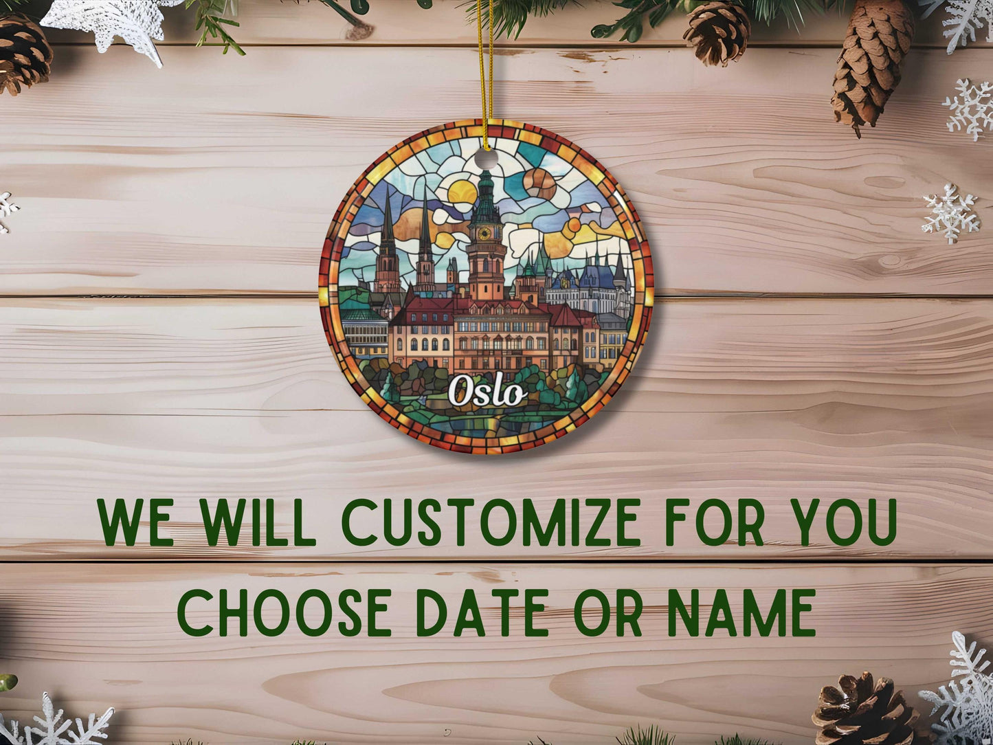 Oslo Norway Stained Glass Style Ornament