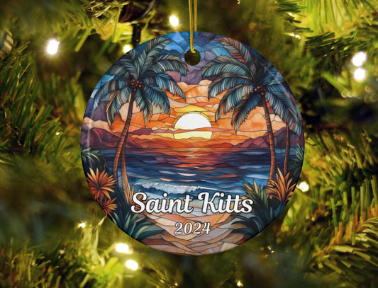 Saint Kitts Stained Glass Style Ornament