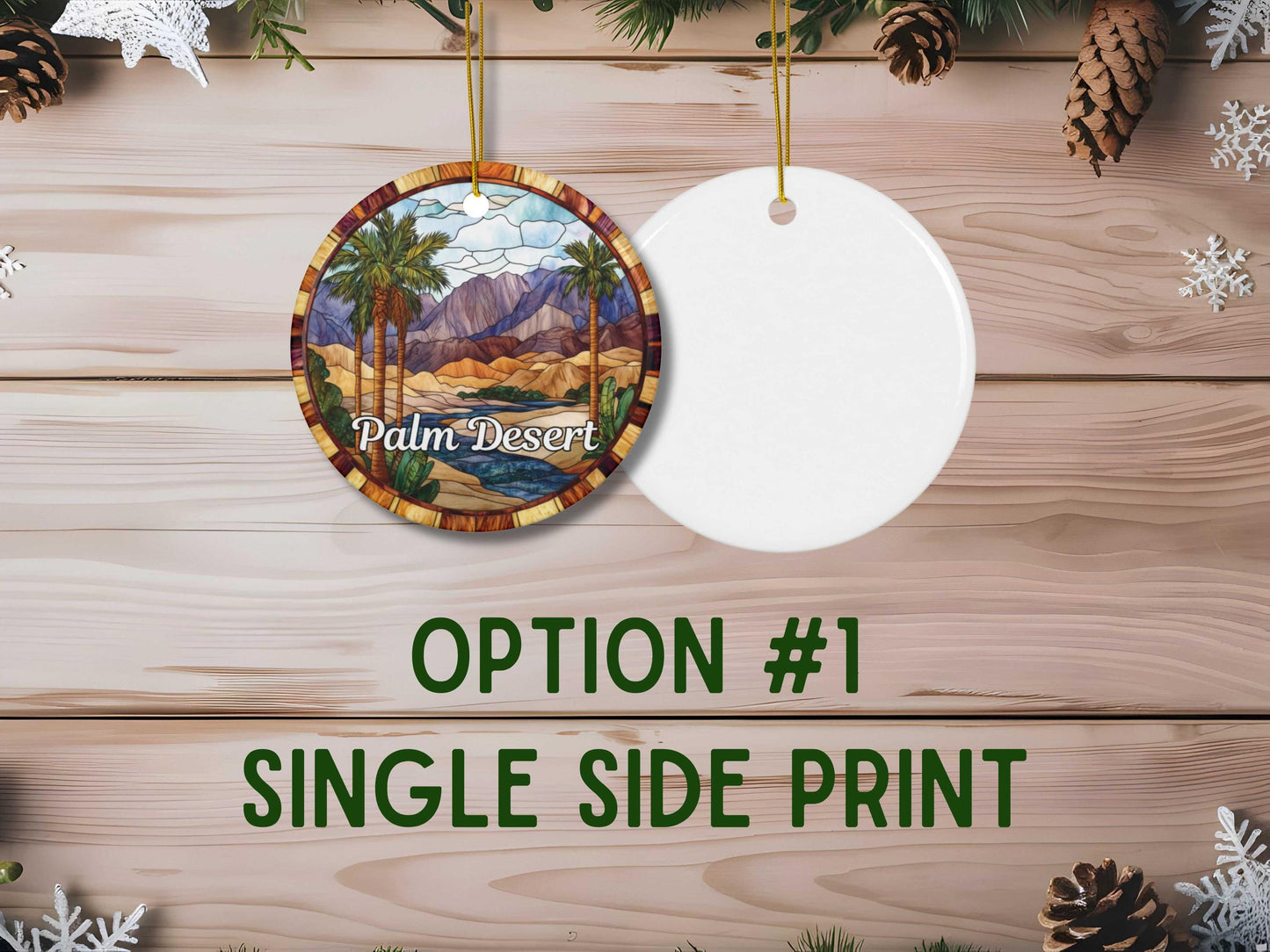 Palm Desert Stained Glass Style Ornament