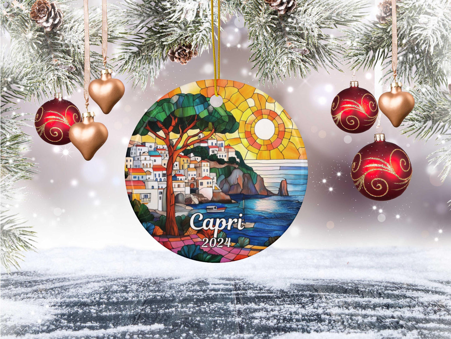 Capri Italy Faux Stained Glass Style Ornament