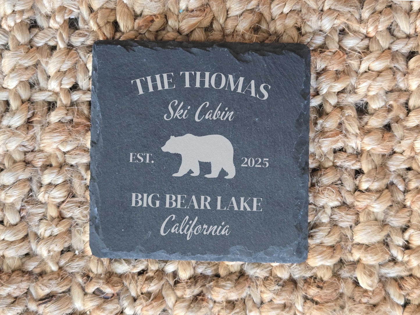 Personalized Family Cabin Stone Drink Coasters, Set of 4