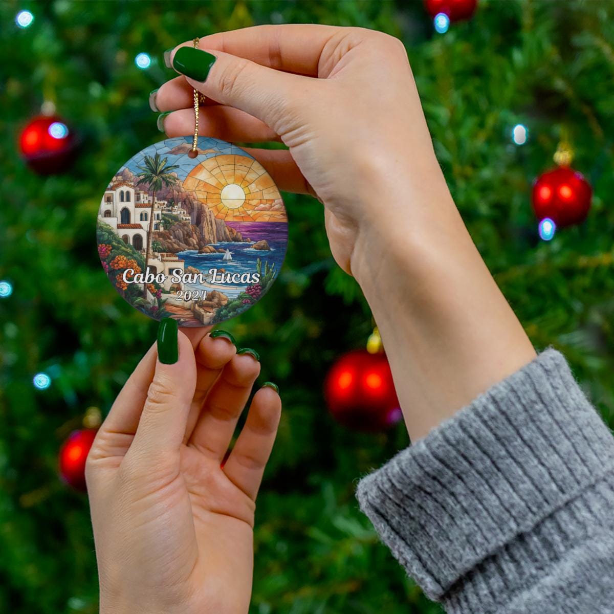 Cabo San Lucas Faux Stained Glass Ornament