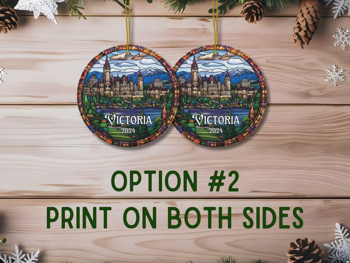Victoria British Columbia Illustrated Stained Glass Ornament