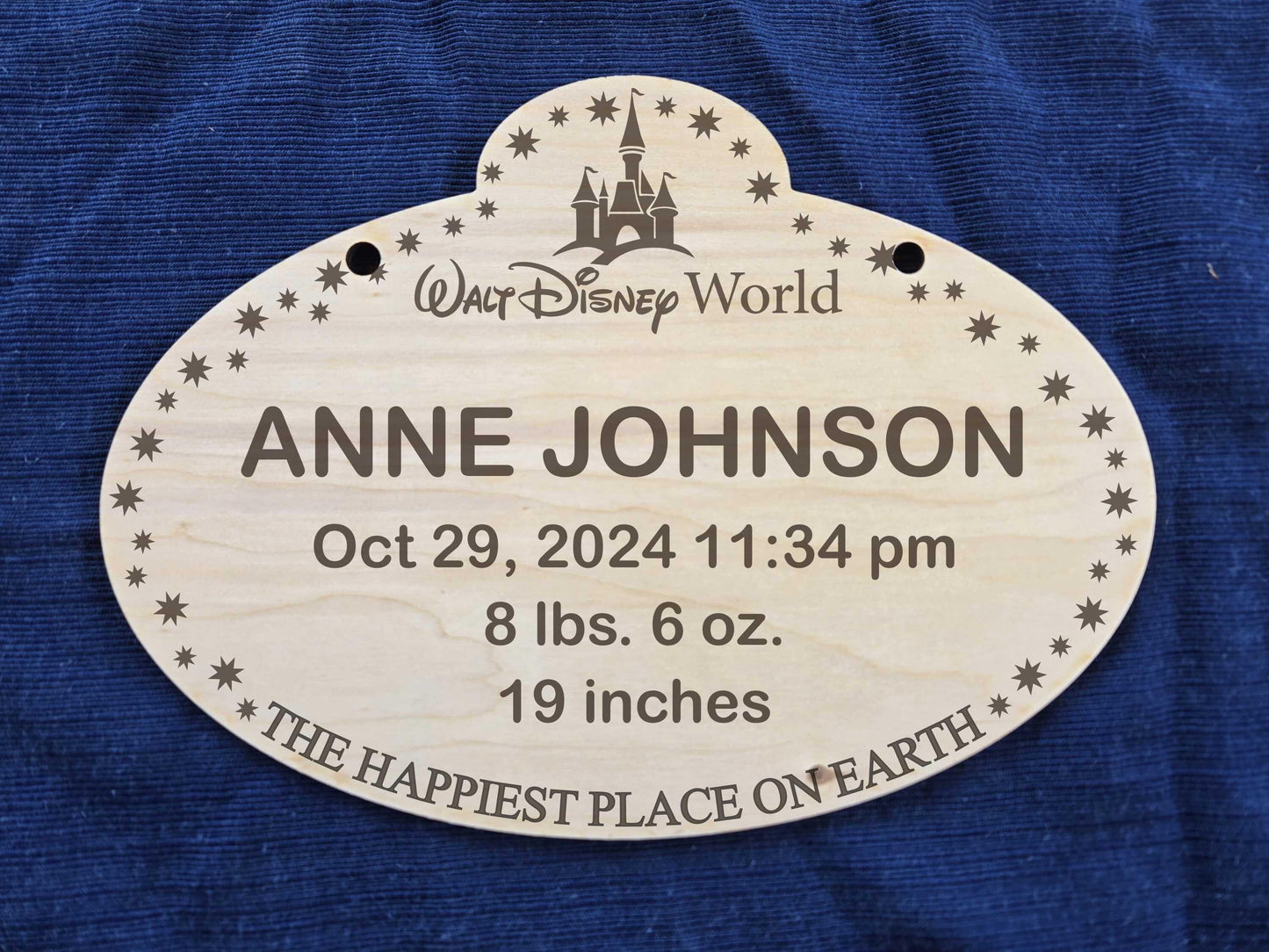 Engraved Disney Baby Announcement Sign - Cast Member Badge