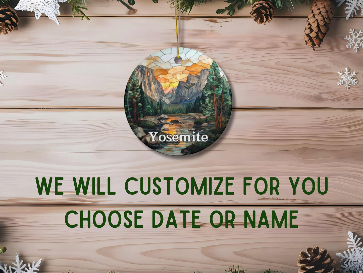 Yosemite National Park Faux Stained Glass Ornament
