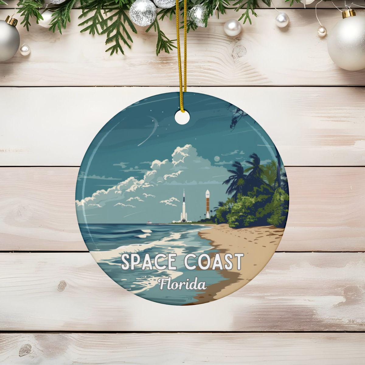 Space Coast Cape Canaveral Florida Christmas Ornament