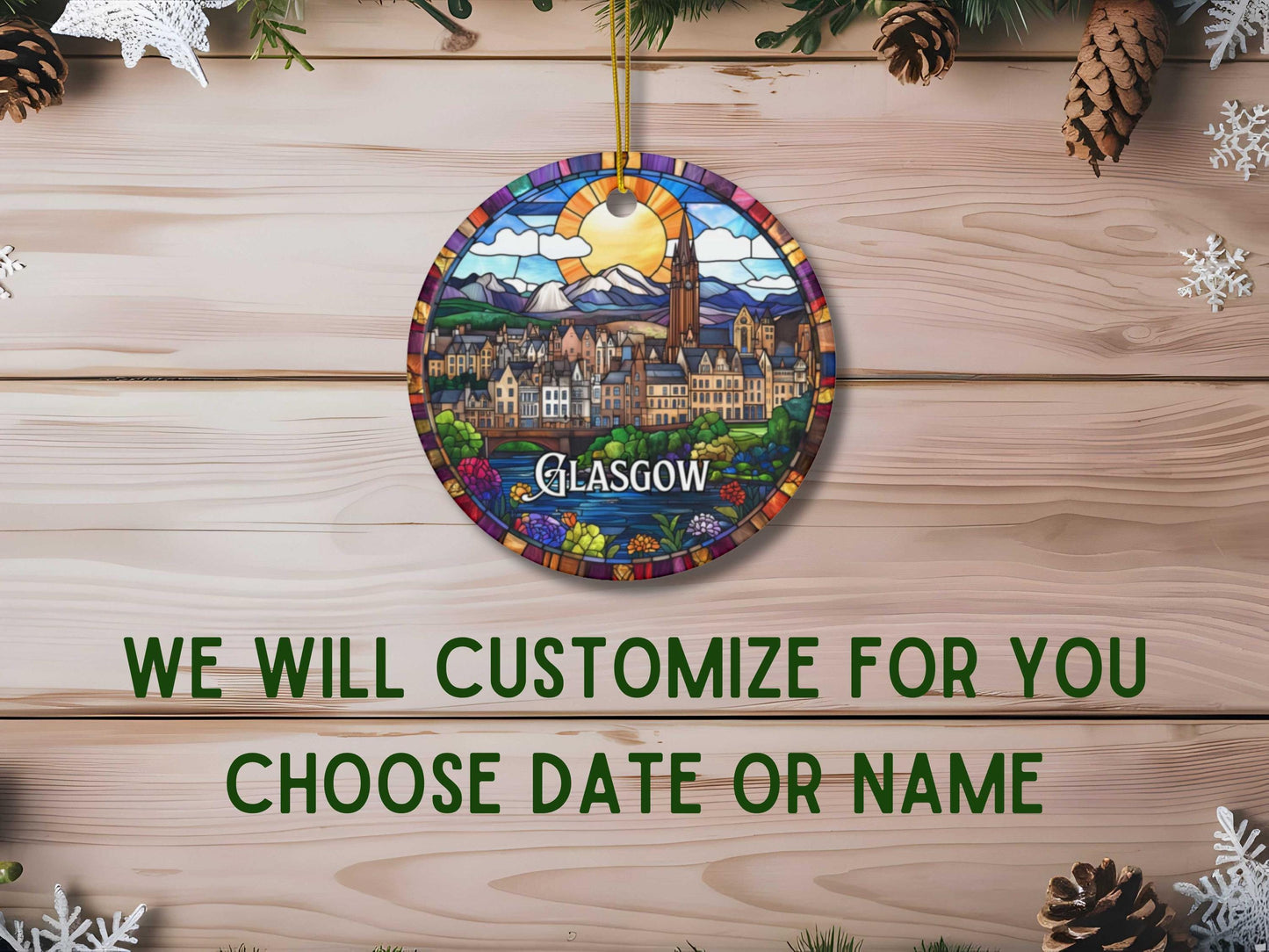 Glasgow Scotland Stained Glass Style Ornament