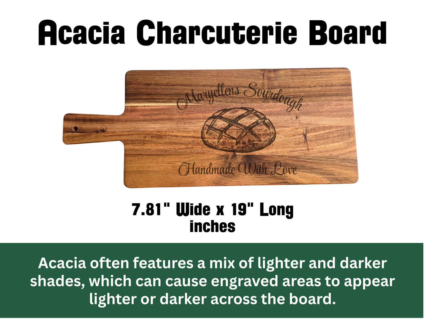 Engraved Sourdough Cutting Board, Personalized Baking Gift