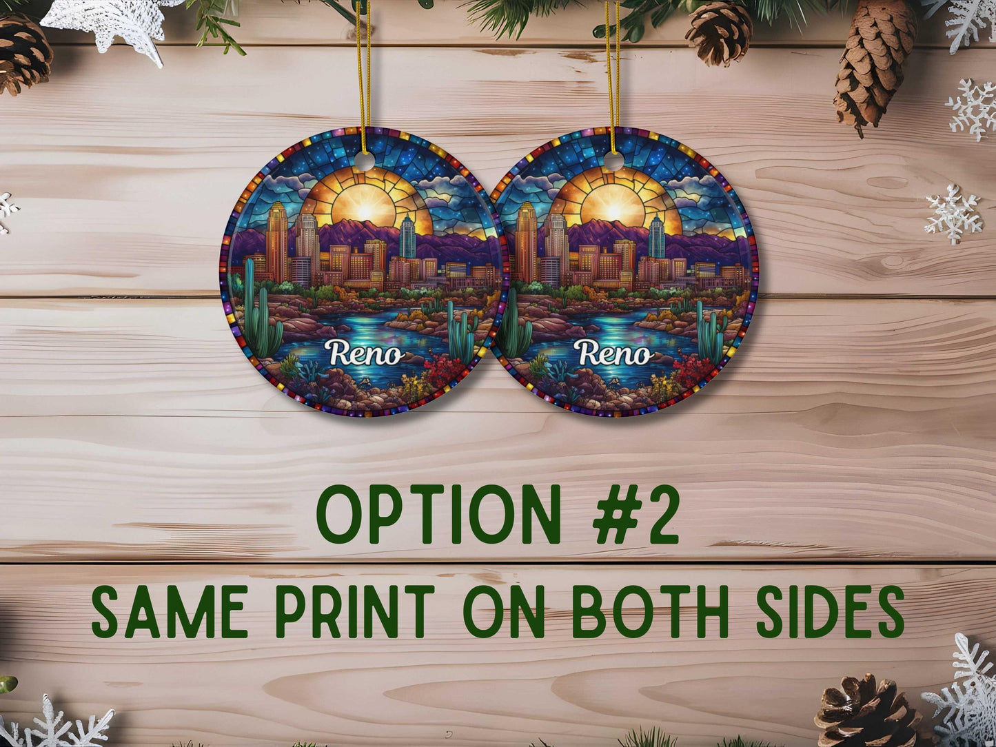 Reno Nevada Stained Glass Style Ornament