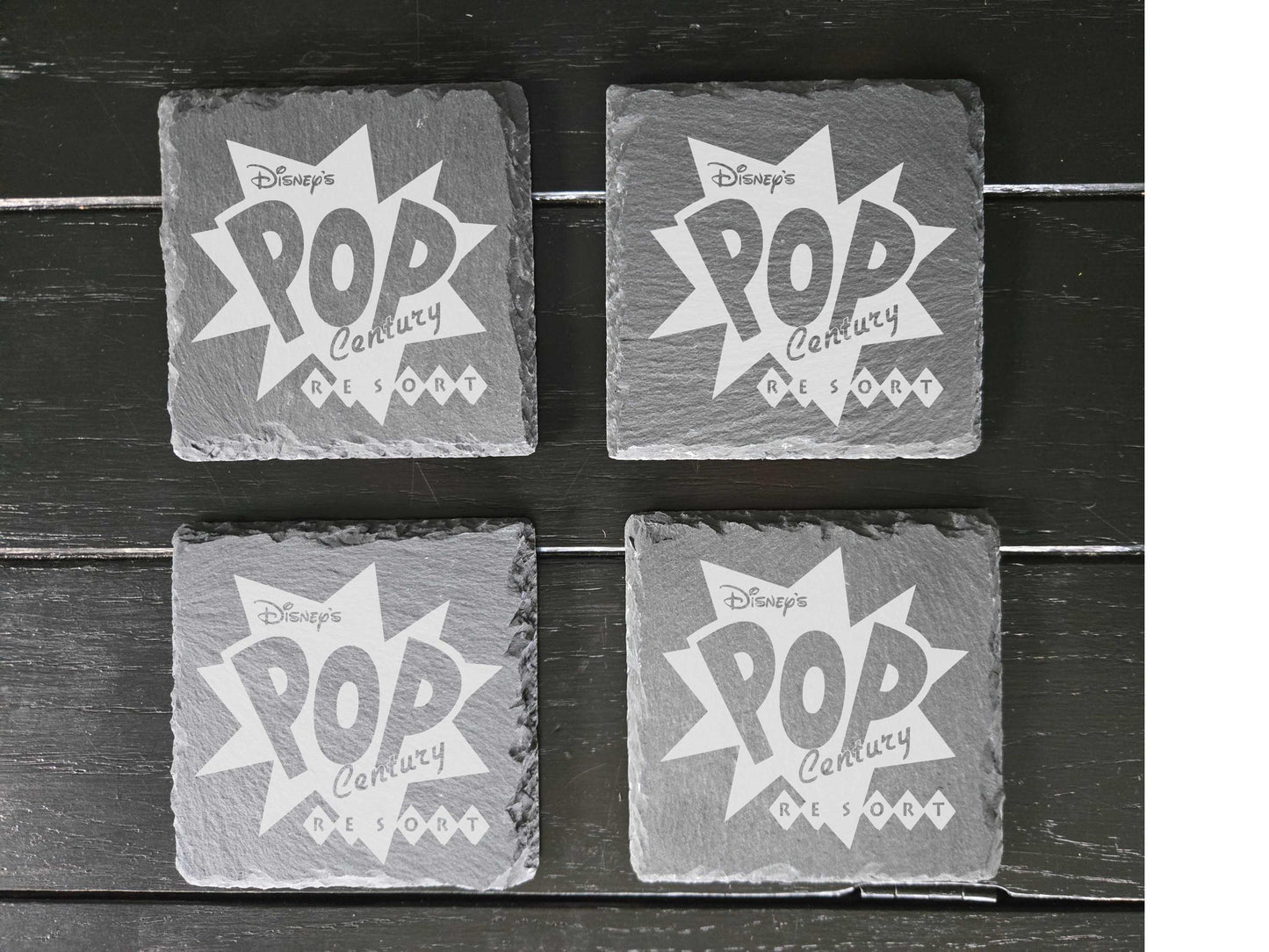 Disney's Pop Century Resort Set Slate Drink Coasters