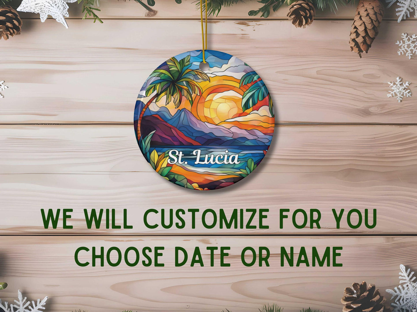 St. Lucia Stained Glass Style Ornament