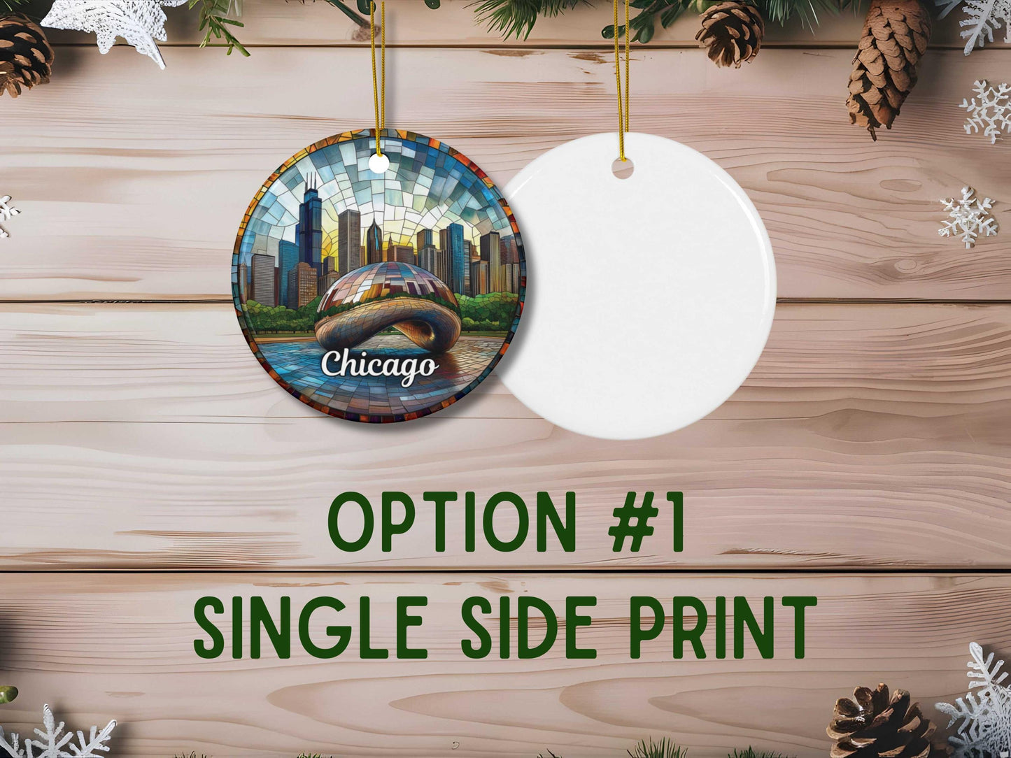 Chicago Stained Glass Style Ornament