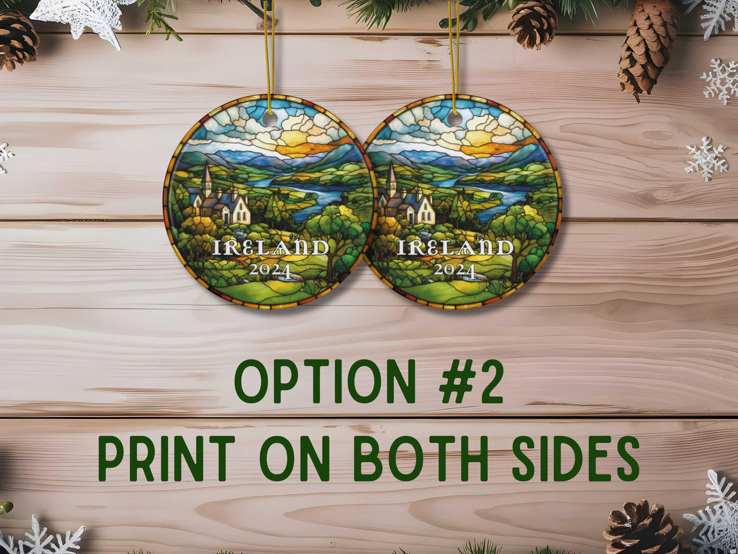 Ireland Faux Stained Glass Ornament