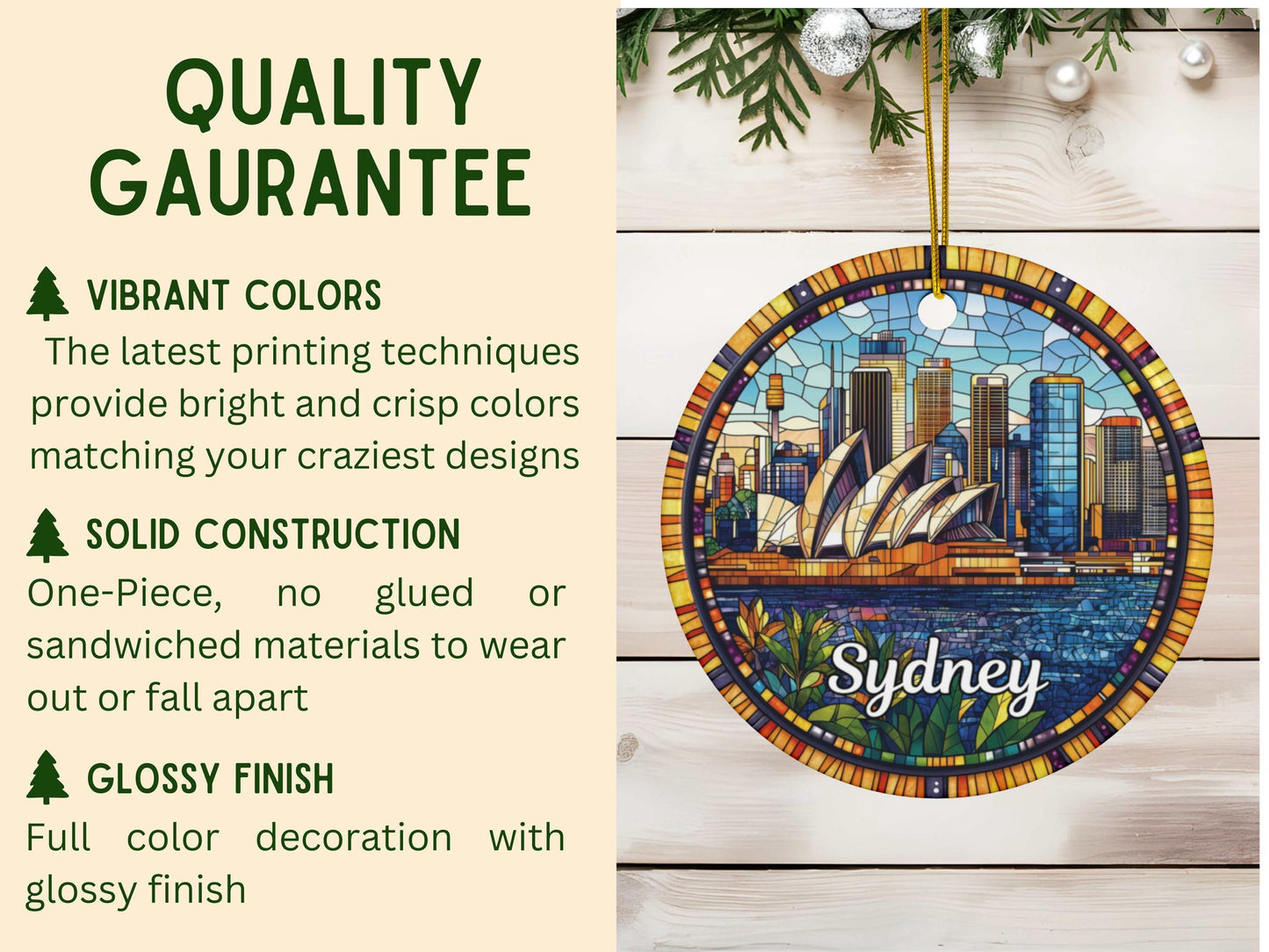 Sydney Australia Stained Glass Style Ornament
