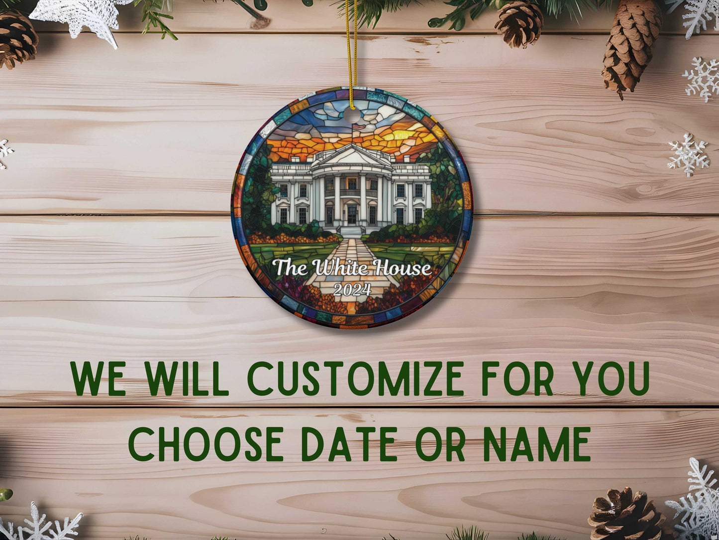 White House Washington D.C. Faux Stained Glass Ornament