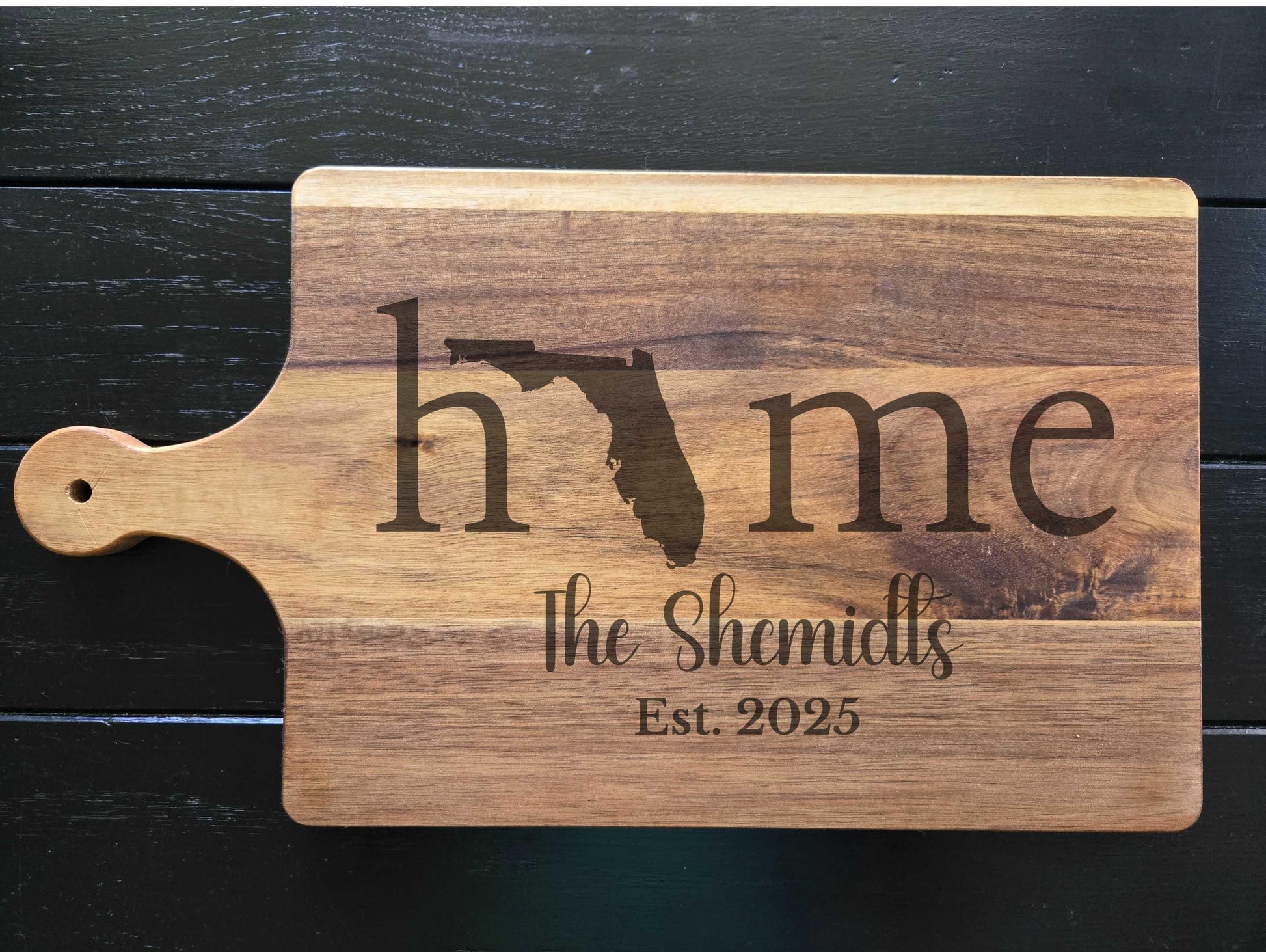 Florida Home Engraved Acacia Cutting Board