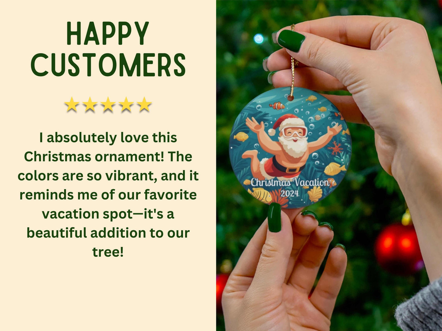 Snorkeling Santa Personalized Christmas Ornament