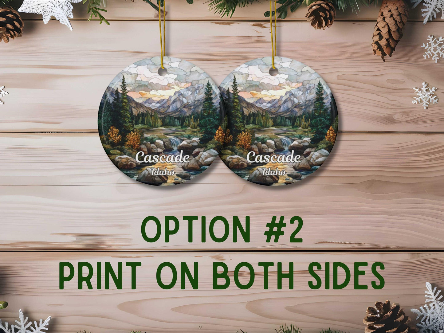 Cascade Idaho Stained Glass Style Ornament