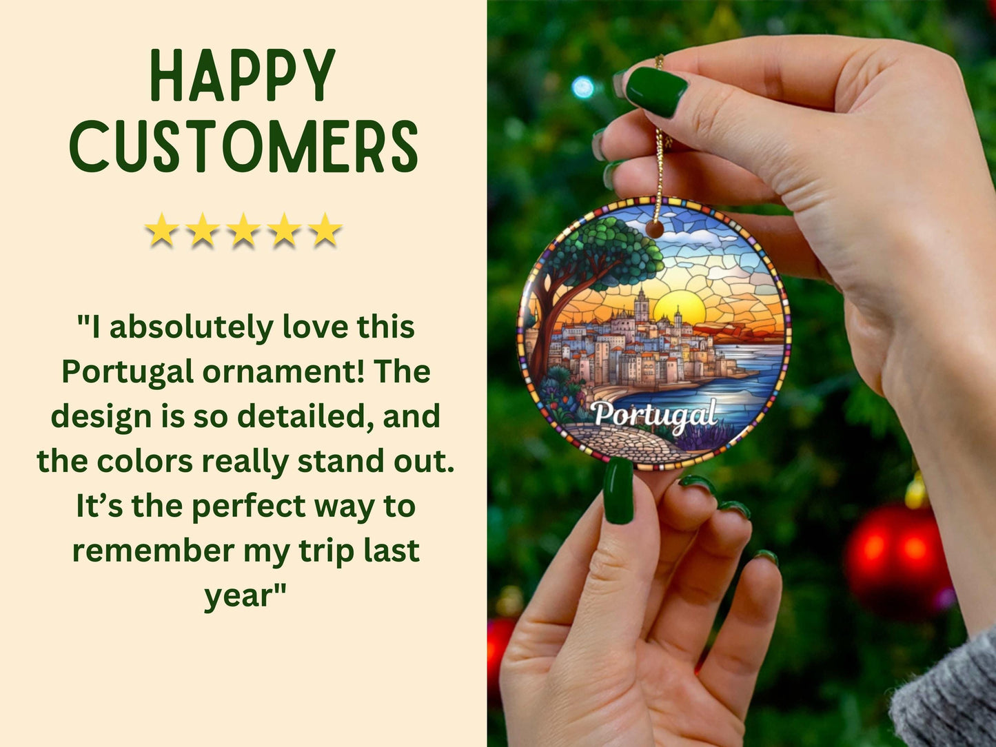Portugal Stained Glass Style Ornament