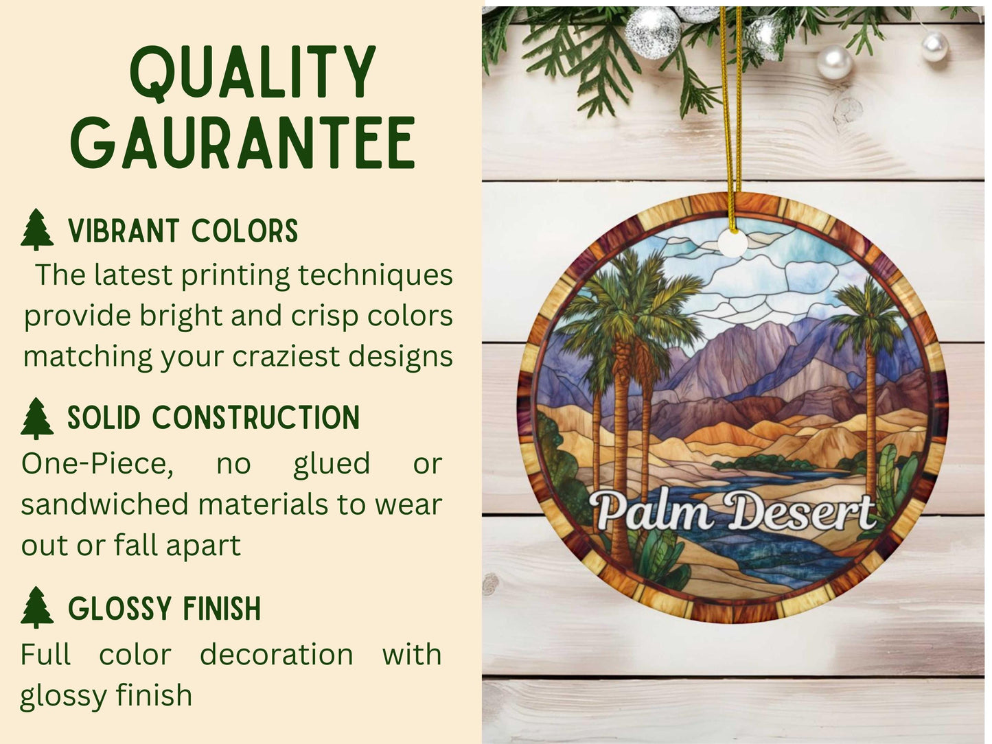 Palm Desert Stained Glass Style Ornament