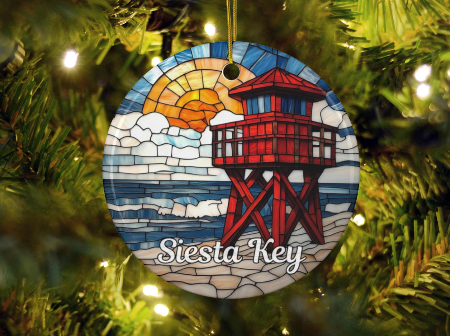 Siesta Key Florida Ceramic Ornament