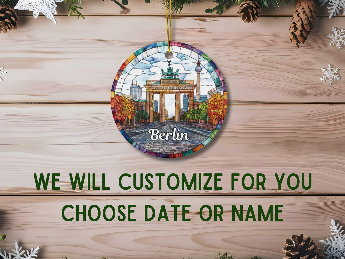Berlin Germany Stained Glass Style Ornament