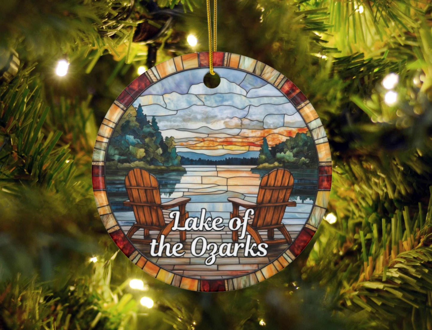 Lake of the Ozarks Faux Stained Glass Ornament