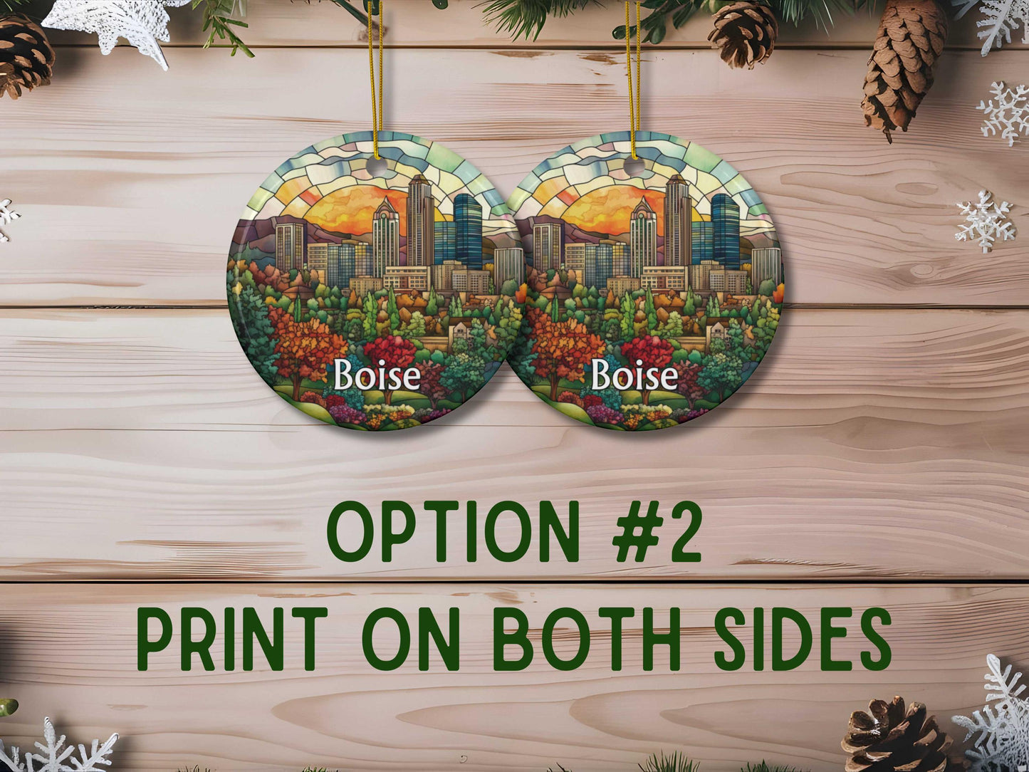 Boise Idaho Stained Glass Style Ornament