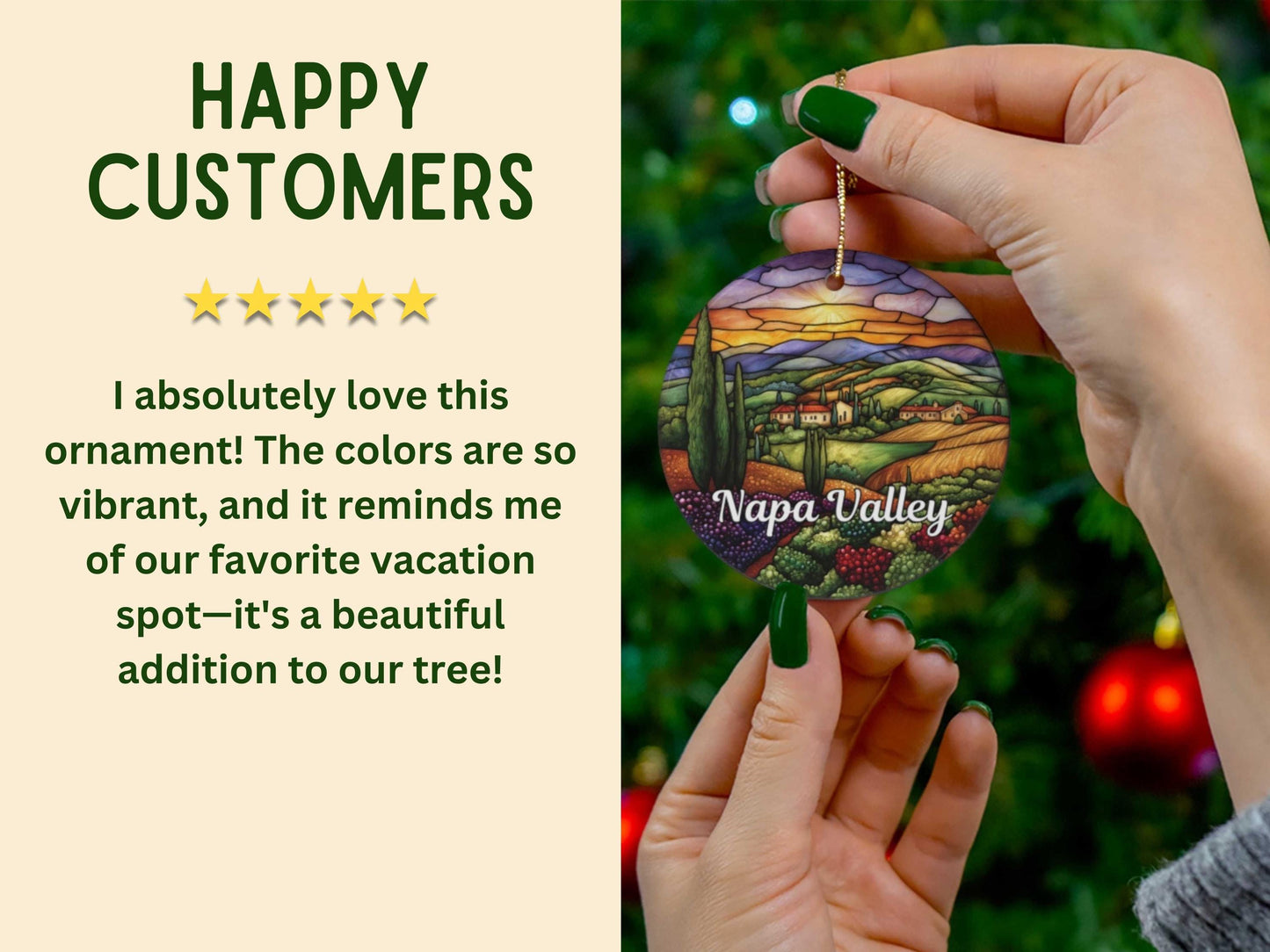 Napa Valley Faux Stained Glass Ornament
