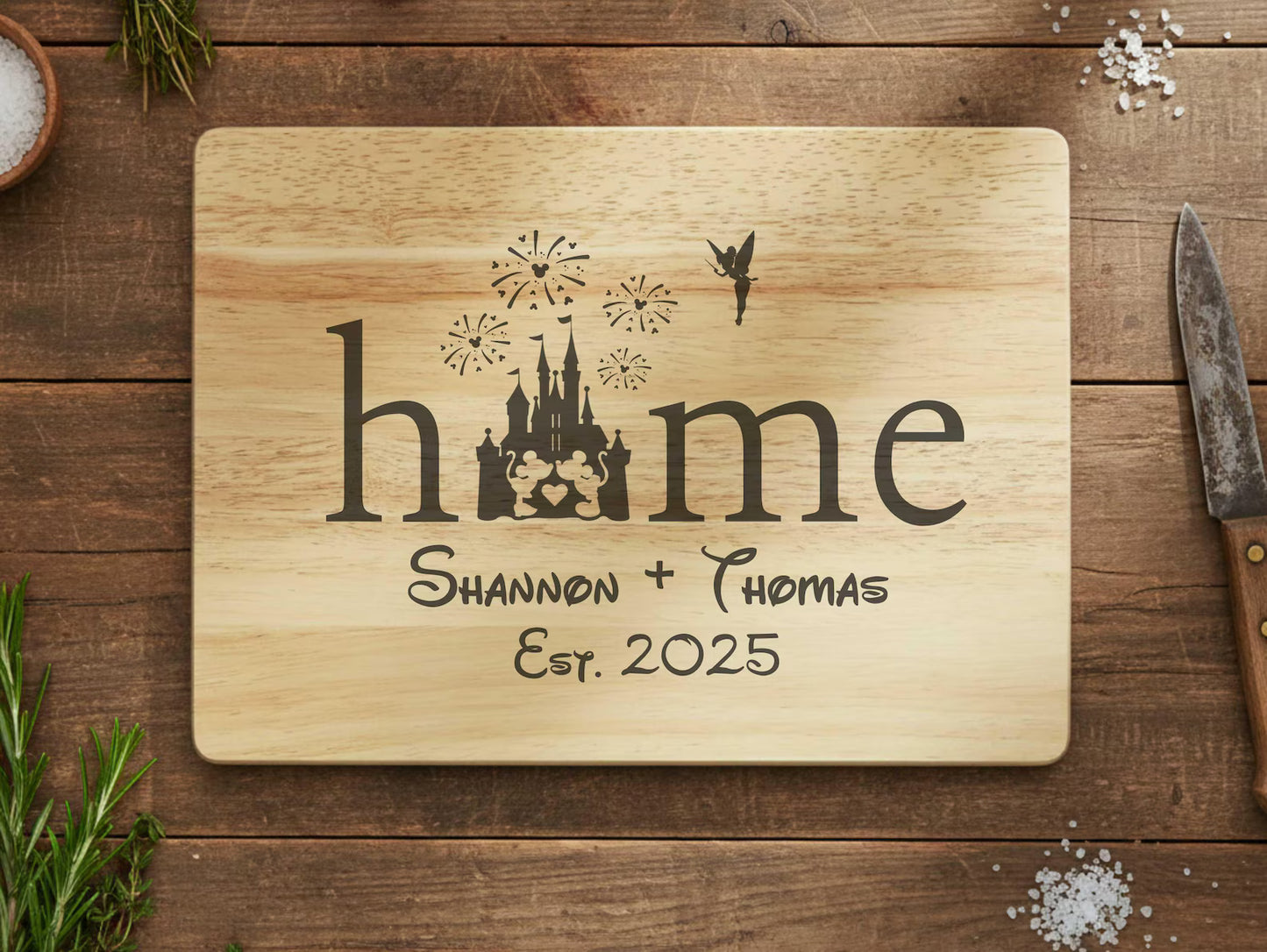 Engraved Mickey & Minnie Cutting or Charcuterie Board