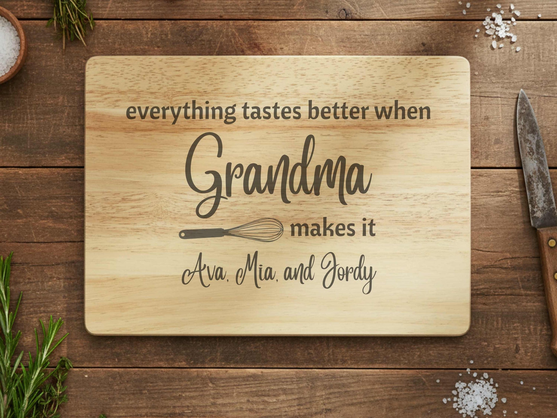 Everything tastes better when grandma makes it cutting board
