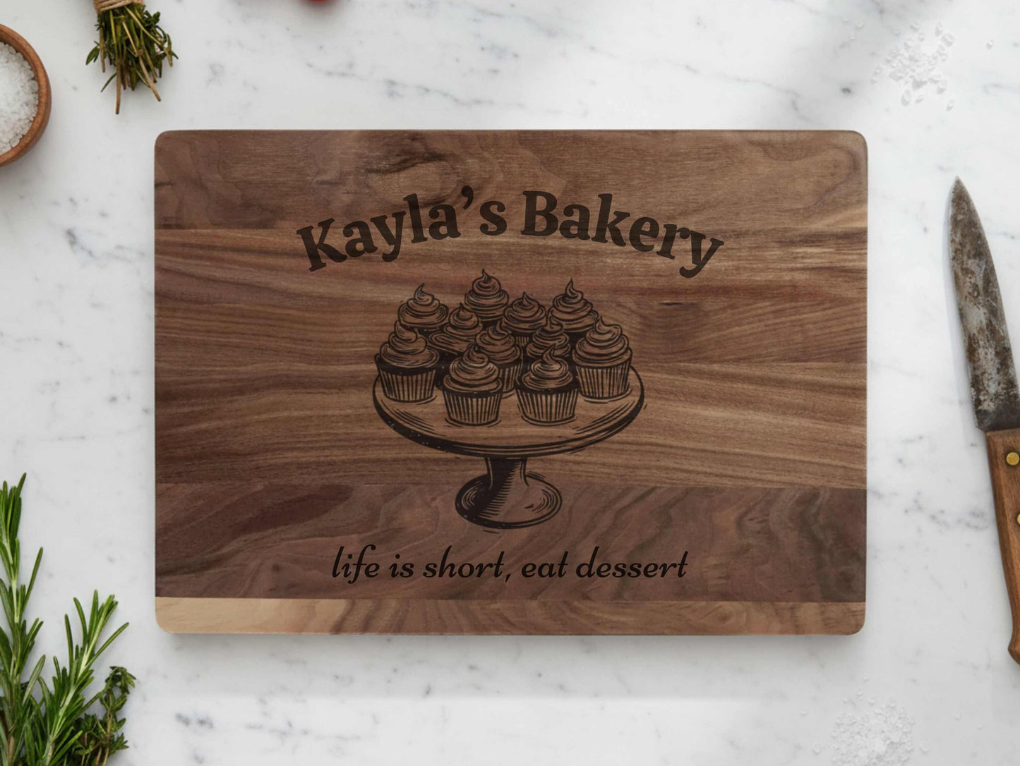 Personalized Bakery Cutting Board – Custom Cupcake Display Board