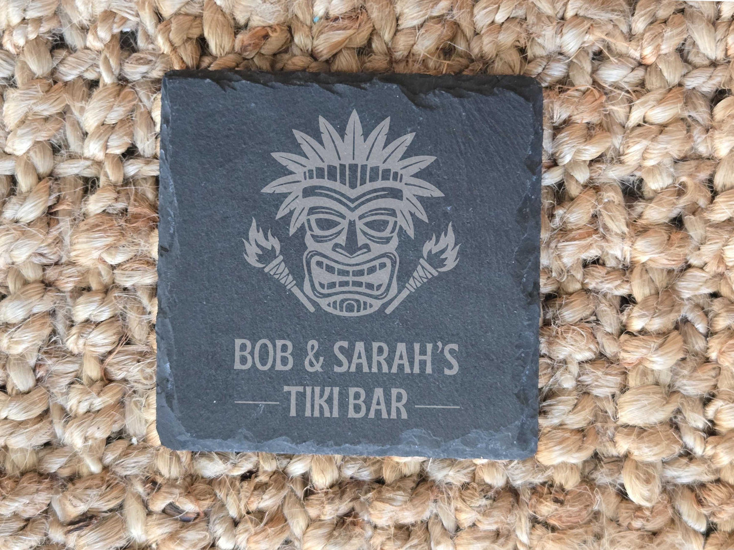 Personalized Tiki Bar Square Coasters