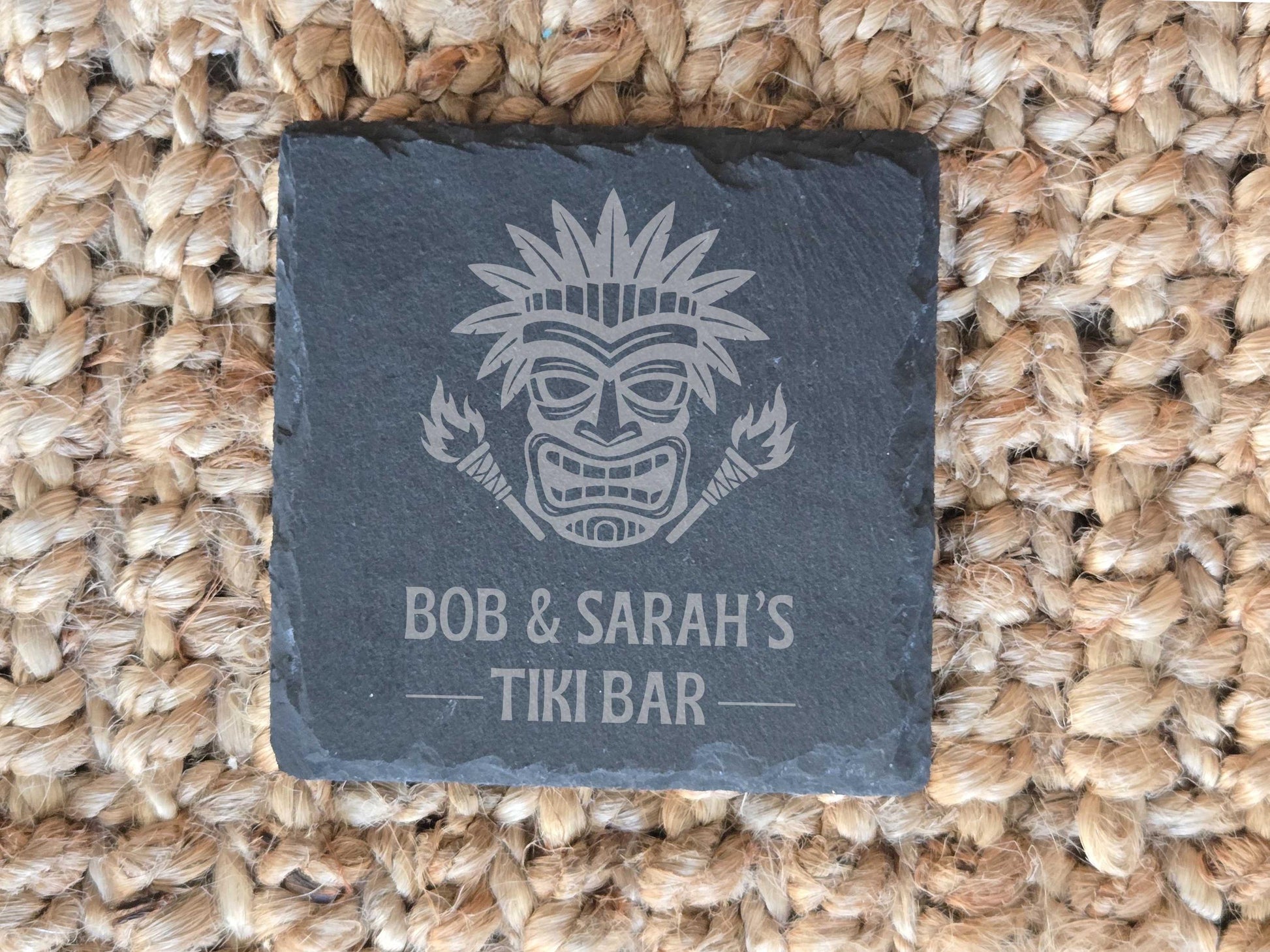 Personalized Tiki Bar Square Coasters
