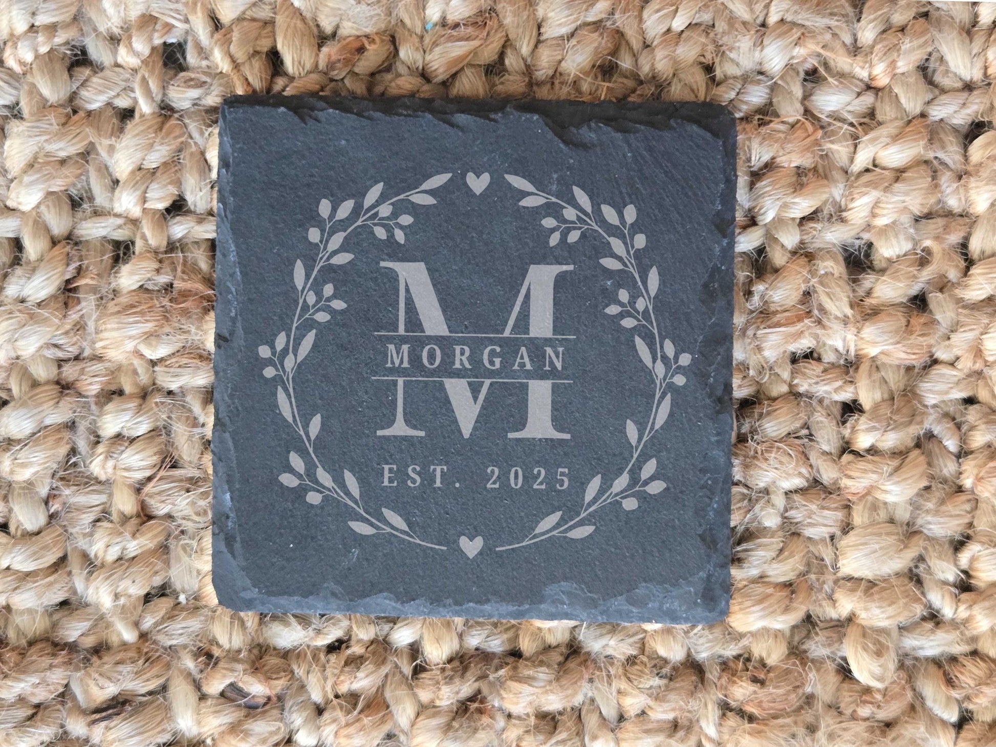 Engraved Monogrammed Slate Coasters
