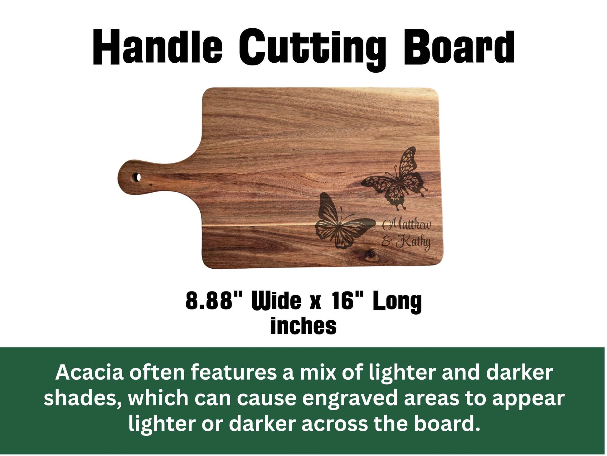 Personalized Butterfly Cutting Board, Custom Wedding or Anniversary Gift for Couples, Engraved Wood Cheese Board