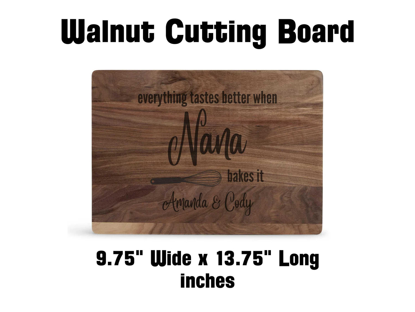 Personalized Nana Baking Board with Grandkids Names – Custom Engraved Wood Cutting Board – Gift for Nana Who Bakes